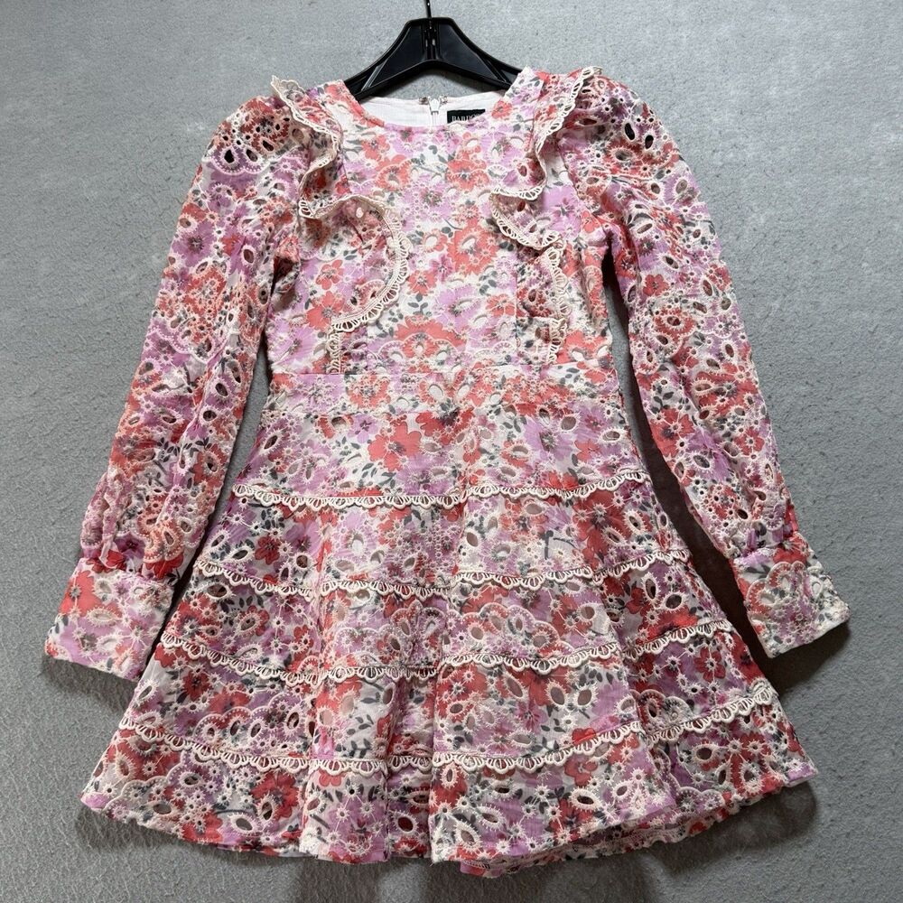 Bardot Junior Dress Girls 10 Multi Floral Lace Fit & Flare Puff Sleeve Party